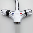 Double Handle Brass Thermostatic Basin Faucet Cold and Hot Water Mixer Tap