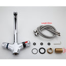 Double Handle Brass Thermostatic Basin Faucet Cold and Hot Water Mixer Tap