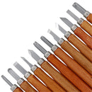 12Pieces Wooden Handle Carving Tools Chisels Engraving Cutting Kits For Rubber Soap Woodworking Craft
