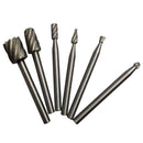 6 Pieces HSS Routing Router Bits Burr Set Rotary Tools, 1/8" Shank, Wood Working Tools, Fits Multi-tool Electric Tool