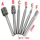 6 Pieces HSS Routing Router Bits Burr Set Rotary Tools, 1/8" Shank, Wood Working Tools, Fits Multi-tool Electric Tool