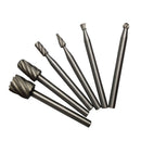 6 Pieces HSS Routing Router Bits Burr Set Rotary Tools, 1/8" Shank, Wood Working Tools, Fits Multi-tool Electric Tool