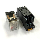 220V AC Coil 5A General Purpose DPDT Micro Mini Power Relay + DIN Rail Base Holder