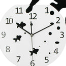 Acrylic DIY Wall Clock 3D Cat and Fish Wall Clock Large Mute Wall Stickers for Living Room Bedroom Home Decorations