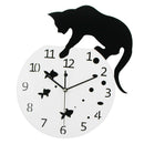 Acrylic DIY Wall Clock 3D Cat and Fish Wall Clock Large Mute Wall Stickers for Living Room Bedroom Home Decorations