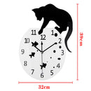 Acrylic DIY Wall Clock 3D Cat and Fish Wall Clock Large Mute Wall Stickers for Living Room Bedroom Home Decorations