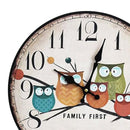 Retro Style 12-Inch Cartoon Owl Printed Numerals Home Decorative Round Kids Bedroom Wall Hanging Clock
