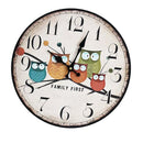 Retro Style 12-Inch Cartoon Owl Printed Numerals Home Decorative Round Kids Bedroom Wall Hanging Clock