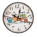 Retro Style 12-Inch Cartoon Owl Printed Numerals Home Decorative Round Kids Bedroom Wall Hanging Clock