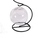Vintage Hanging Glass Tabletop Hydroponic Flower Vase Candle Holder S Shaped Metal Tray