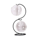 Vintage Hanging Glass Tabletop Hydroponic Flower Vase Candle Holder S Shaped Metal Tray