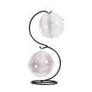 Vintage Hanging Glass Tabletop Hydroponic Flower Vase Candle Holder S Shaped Metal Tray