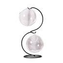 Vintage Hanging Glass Tabletop Hydroponic Flower Vase Candle Holder S Shaped Metal Tray