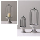 Vintage Style Cement Base Wrought Iron Frame Candle Holder Tealight Candlestick