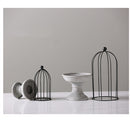 Vintage Style Cement Base Wrought Iron Frame Candle Holder Tealight Candlestick