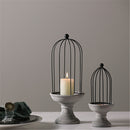 Vintage Style Cement Base Wrought Iron Frame Candle Holder Tealight Candlestick