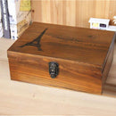 Retro Wooden Storage Jewelry Box Desktop Collection Box With Lock Organizer