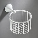 Wall Mounted Toilet Paper Roll Holder Tissue Dispenser Basket Bathroom Rack, White
