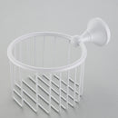 Wall Mounted Toilet Paper Roll Holder Tissue Dispenser Basket Bathroom Rack, White
