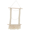 Macrame Tassel Wall Hanging Handmade Cotton Knitted Woven Wall Art Tapestry Boho Home Decor with Wood Stick for Kids Room Living Room