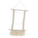 Macrame Tassel Wall Hanging Handmade Cotton Knitted Woven Wall Art Tapestry Boho Home Decor with Wood Stick for Kids Room Living Room