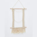 Macrame Tassel Wall Hanging Handmade Cotton Knitted Woven Wall Art Tapestry Boho Home Decor with Wood Stick for Kids Room Living Room