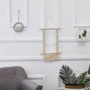 Macrame Tassel Wall Hanging Handmade Cotton Knitted Woven Wall Art Tapestry Boho Home Decor with Wood Stick for Kids Room Living Room