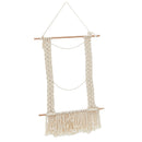 Macrame Tassel Wall Hanging Handmade Cotton Knitted Woven Wall Art Tapestry Boho Home Decor with Wood Stick for Kids Room Living Room