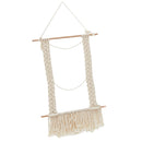 Macrame Tassel Wall Hanging Handmade Cotton Knitted Woven Wall Art Tapestry Boho Home Decor with Wood Stick for Kids Room Living Room