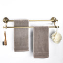 Vintage Brass Bath Towel Rack Bathroom Shelf with Double Towel Bar 61.5 CM Storage Organizer Wall Mounted