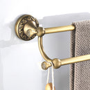 Vintage Brass Bath Towel Rack Bathroom Shelf with Double Towel Bar 61.5 CM Storage Organizer Wall Mounted