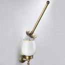Vintage Brass Wall Mounted Lavatory Toilet Brush and Holder Set Bathroom Tool