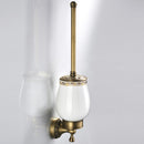 Vintage Brass Wall Mounted Lavatory Toilet Brush and Holder Set Bathroom Tool