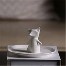 Car Dashboard Ornament Ceramic Figurine Fox Statue Home Office Art Display