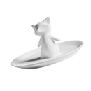Car Dashboard Ornament Ceramic Figurine Fox Statue Home Office Art Display
