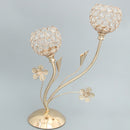 Decorative Crystal Diamond Tea Light Candle Holder Pillars Candlestick Bowl Stand Golden