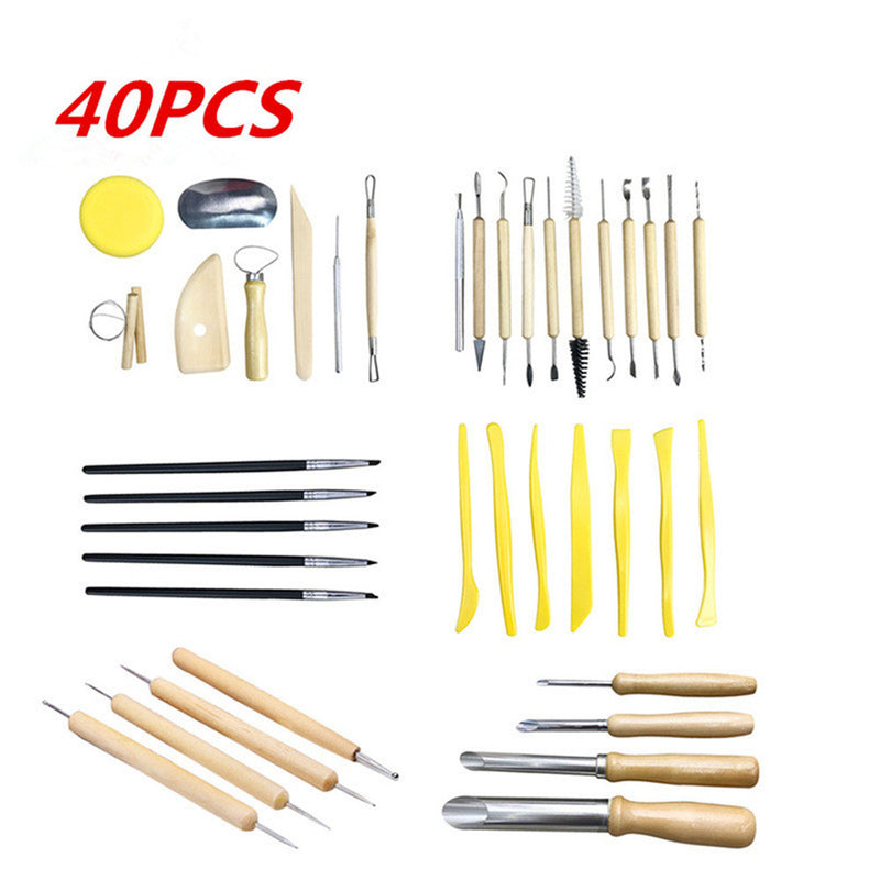 40Pcs/Set Pottery Tools Sculpting Clay Carving Shapers Polymer Modeling Kit