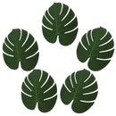 5x Silk Monstera Leaf Placemats for Hawaiian Jungle Beach Party Home Decor, 31x33.5cm