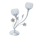 Exquitise Crystal Silver Candle Holder Tea Light Cup Bowl Candlestick Candelabra Bowl Tabletop Vase with Stand Base