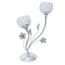 Exquitise Crystal Silver Candle Holder Tea Light Cup Bowl Candlestick Candelabra Bowl Tabletop Vase with Stand Base