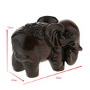 Wood Brown Lucky Elephant Ornament Gift Figurine a Animal Sculpture Model Miniature 8cm for Home Office Shop