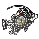 Creative CD Vinyl Wall Clock Fish Shaped Battery Operated Analog Clock