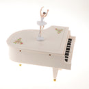 Ballet Girl Dancing Lifelike Piano Music Box Mini Decorative Ornament, White, 23.5x24.5x13.5cm