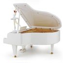 Ballet Girl Dancing Lifelike Piano Music Box Mini Decorative Ornament, White, 23.5x24.5x13.5cm