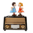 Romantic Couple Retro Radio Model Mechanical Music Box Gift Choosing, 13x12x16cm/5.12x 4.72 x 6.30inch