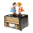 Romantic Couple Retro Radio Model Mechanical Music Box Gift Choosing, 13x12x16cm/5.12x 4.72 x 6.30inch