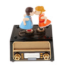 Romantic Couple Retro Radio Model Mechanical Music Box Gift Choosing, 13x12x16cm/5.12x 4.72 x 6.30inch