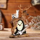 American Retro Alarm Clock Resin Deer Decor Ornament Shelf Display Time Figurines Model Handcraft Decorations Craft