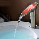 LED Light Deck Mounted Brushed Nickel Sense Faucet Bathroom Basin Cold Hot Mixer Tap