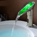 LED Light Deck Mounted Brushed Nickel Sense Faucet Bathroom Basin Cold Hot Mixer Tap